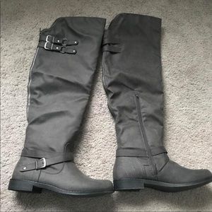Over the Knee Gray Boots